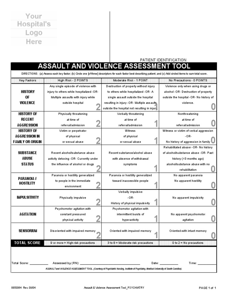 Assault and Violence Assessment Tool | PDF | Substance Abuse | Violence