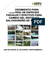 Procedimiento para Control de Especies Fiscales Y Efectivo para Cambio Del Instituto Salvadoreño de Turismo