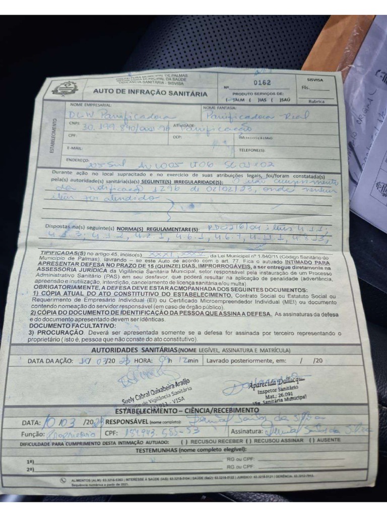 Auto de Infração 0162 PDF