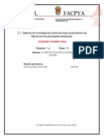 2.1 - Reporte de Investigación Sobre Las Tasas Arancelarias de México en Los Principales Productos.