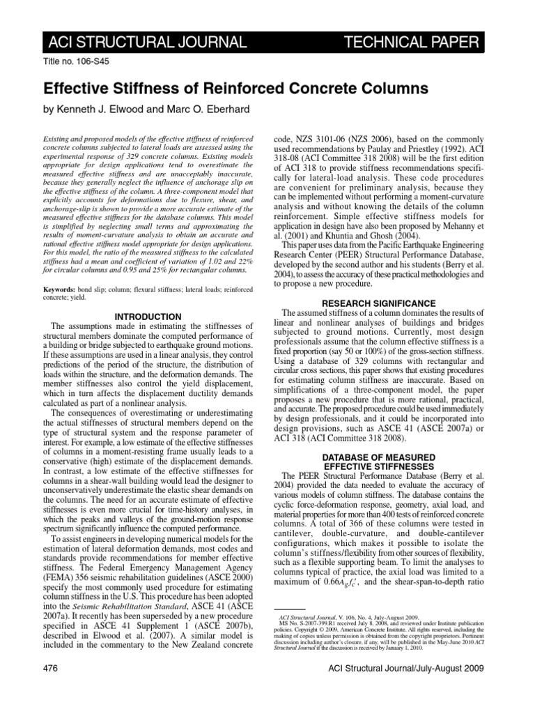 Effective Stiffness of Reinforced Concrete Columns | PDF | Yield ...