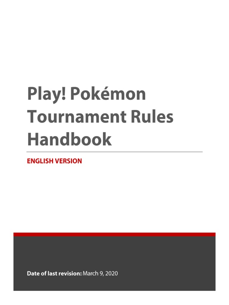 Pokémon Tournament Rules Handbook | PDF | Tournament | Sports