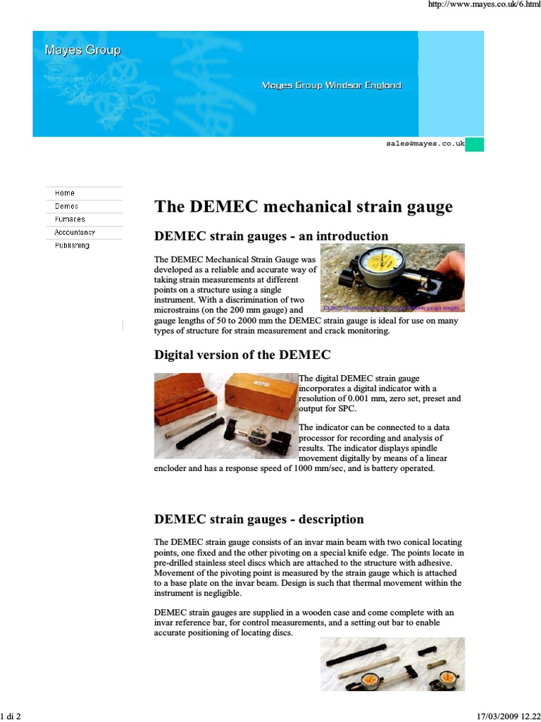 DEMEC Mechanical Strain Gauge Overview | PDF | Metrology | Tools