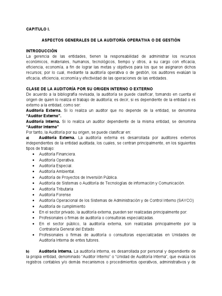 Introducción a la Auditoría Operativa en Bolivia | PDF | Auditoría ...