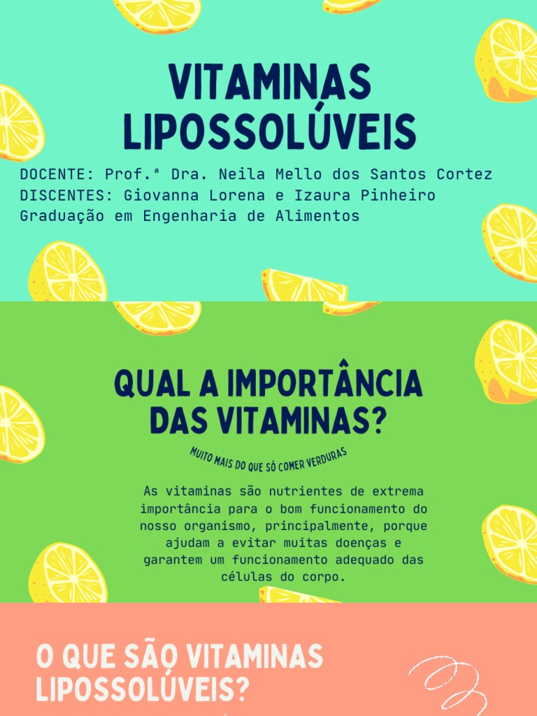 Vitaminas Lipossolúveis: Importância e Tipos | PDF | Vitamina | Vitamina A