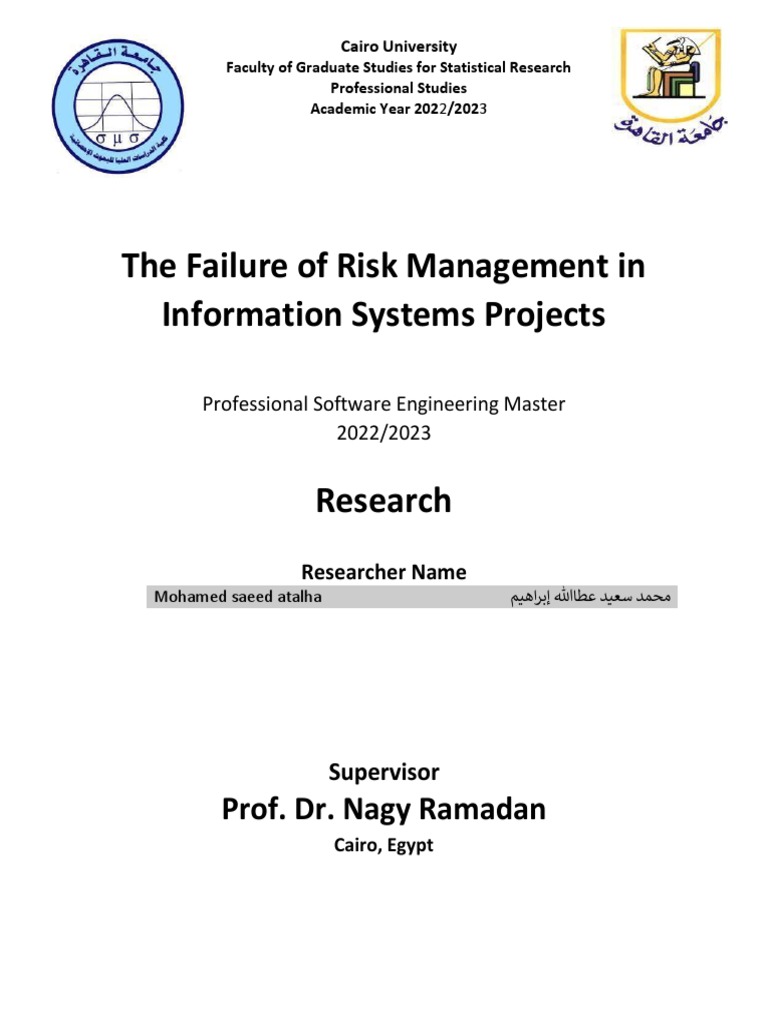 The Failure of Risk Management in Information Systems Projects PDF ...