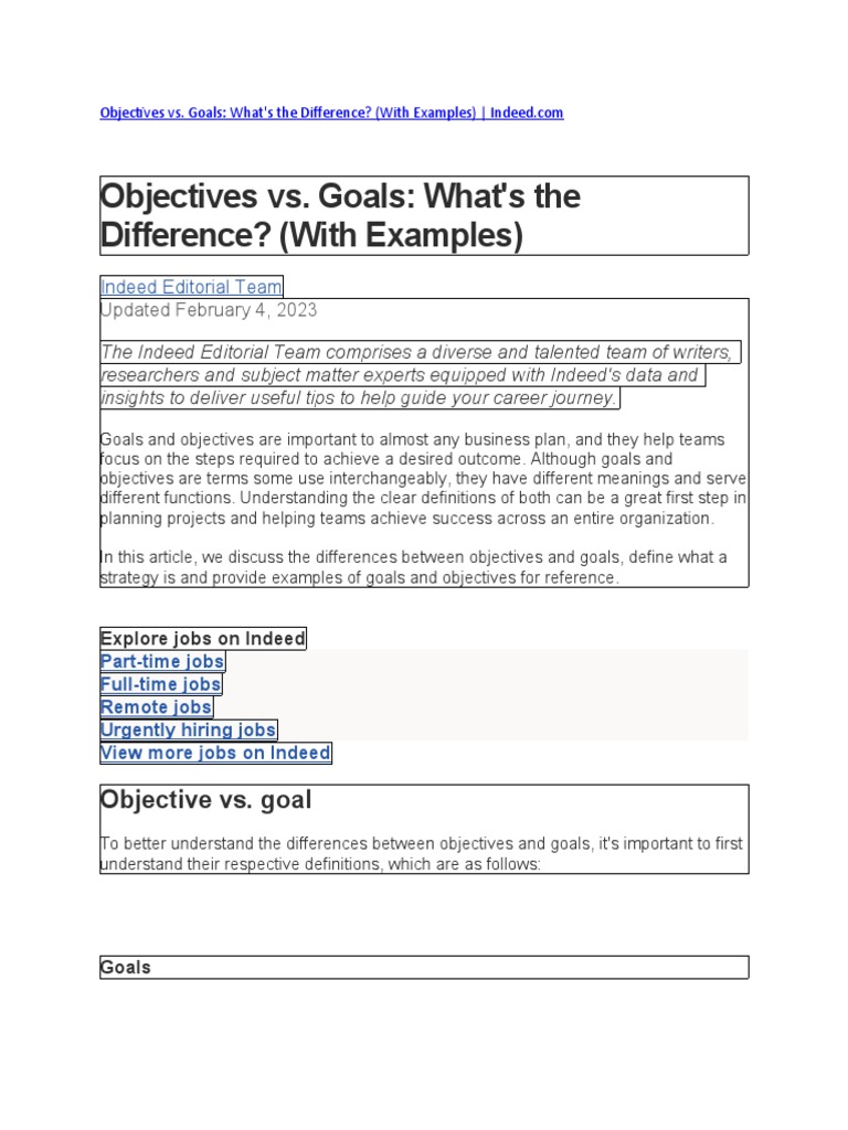 Objectives Vs Goals | PDF | Goal | Brand