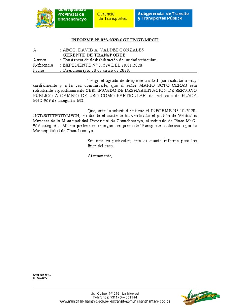 Informe #033-2020 | PDF