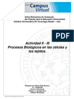 Procesos Biológicos y Los Tejidos. Cuandro Descriptivo.