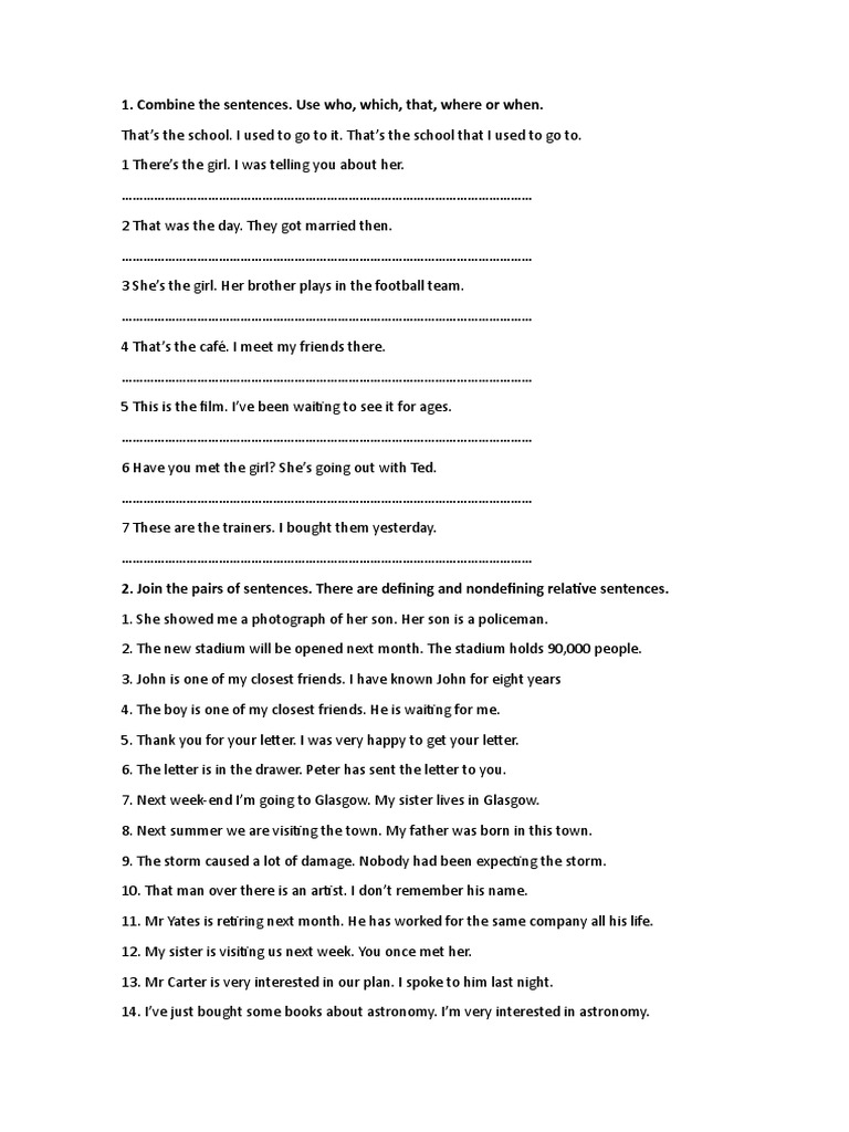 Relative Clauses - Extra Exercises | PDF | Human Communication ...