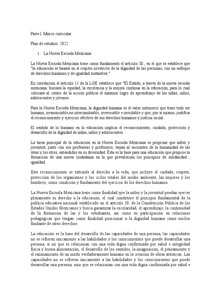 La Nueva Escuela Mexicana Pdf Plan De Estudios Enseñando