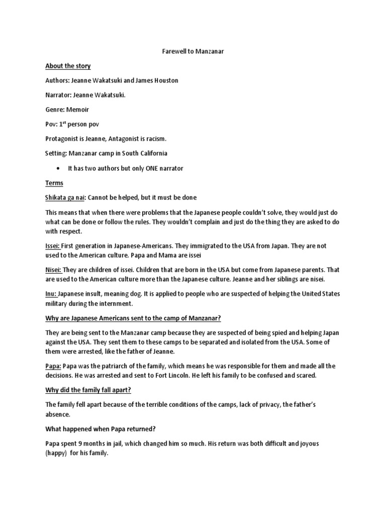 Farewell To Manzanar Summary | PDF | Social Science