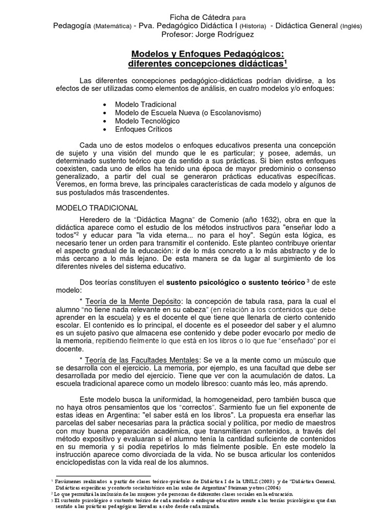 Modelos y Enfoques Pedagógicos | PDF | Enseñando | Aprendizaje