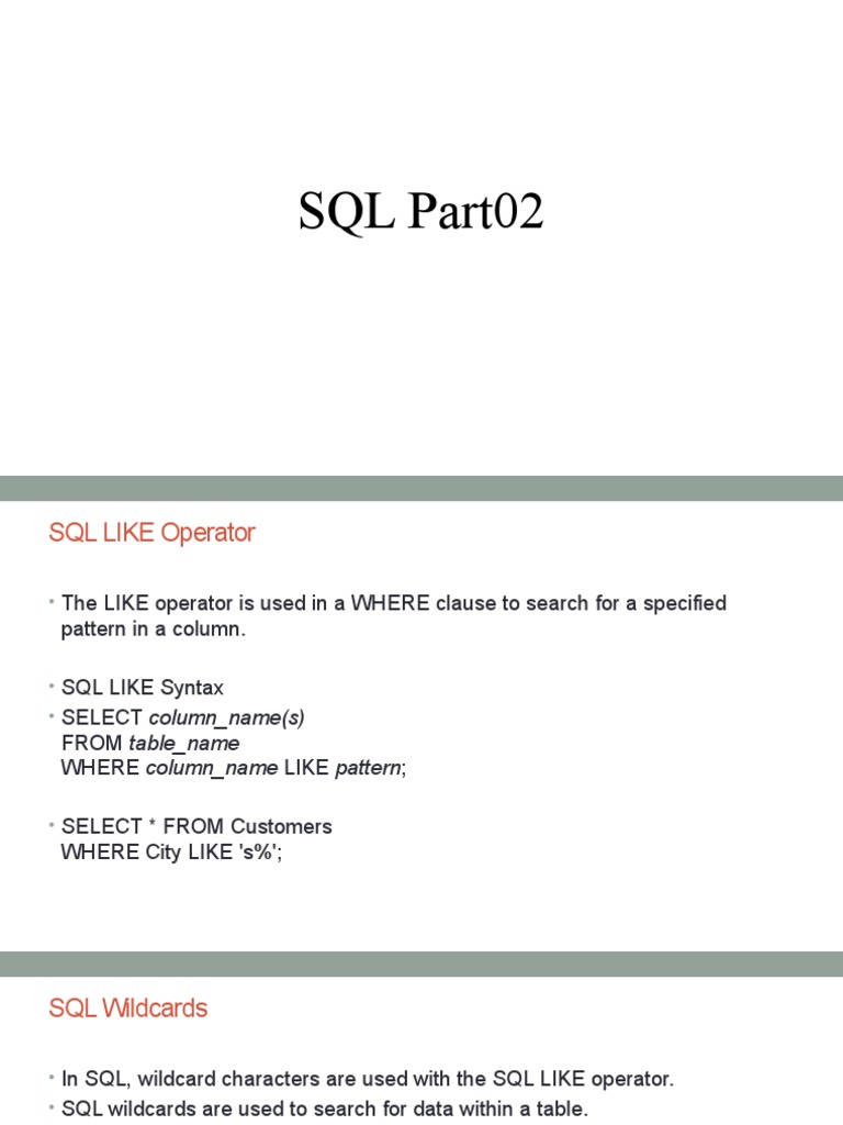 Structured Query Language Part2 | PDF | Sql | Table (Database)