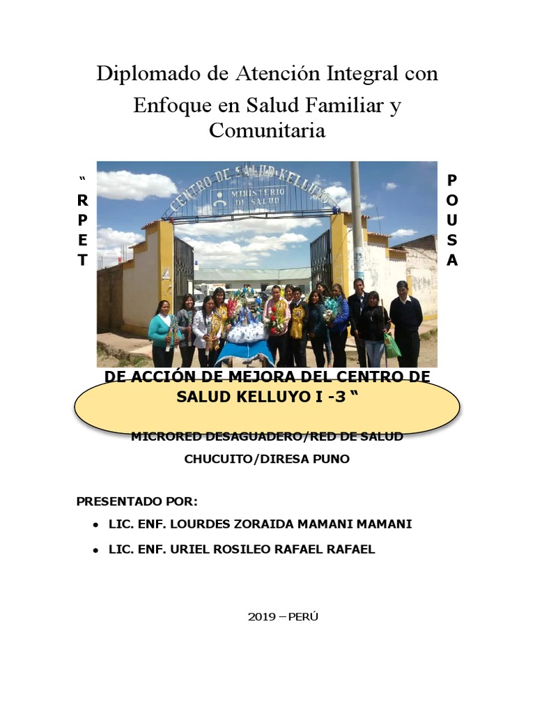 Propuesta de Acción de Mejora Del Centro de Salud Kelluyo I-3 | PDF ...