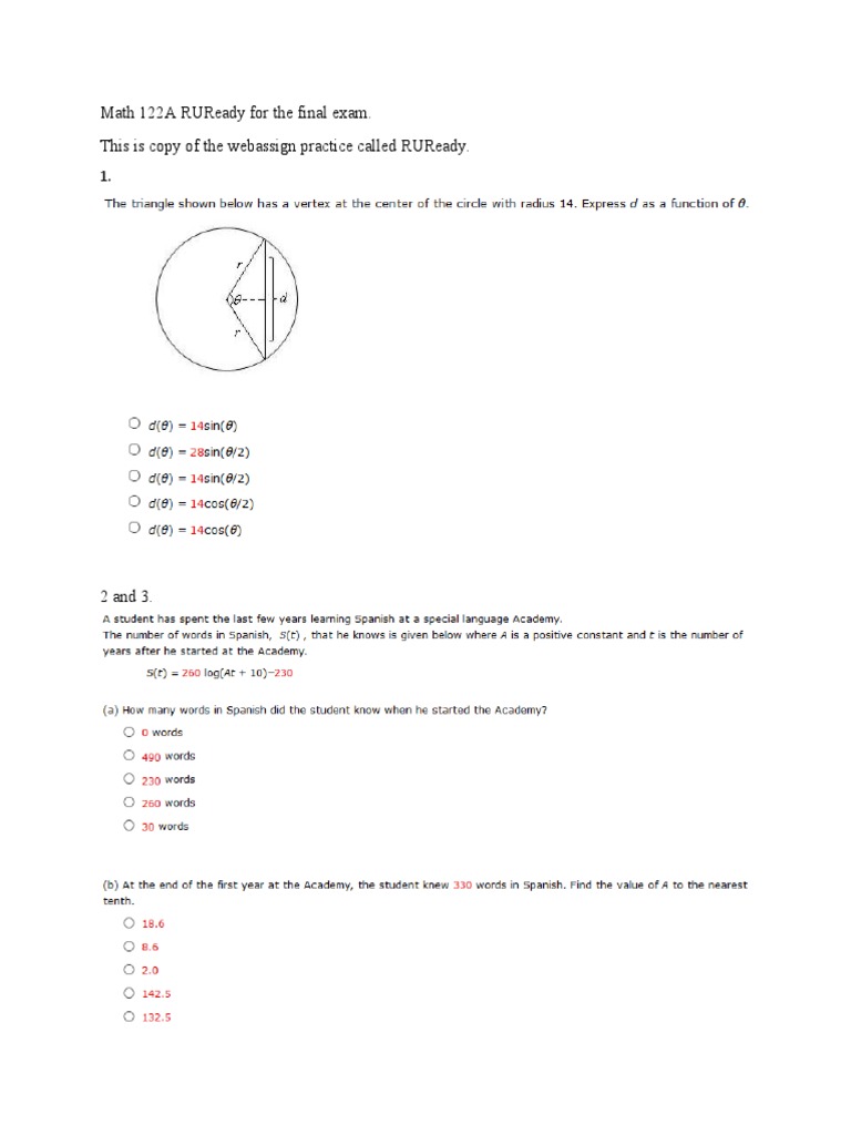 RUReady For The Final Exam (Practice) | PDF