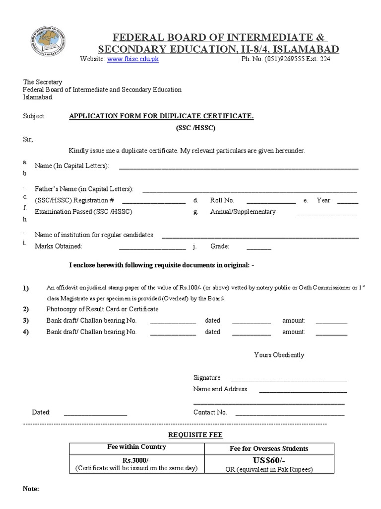 Application Form For Issuance of Duplicate Certificate | PDF | Notary ...