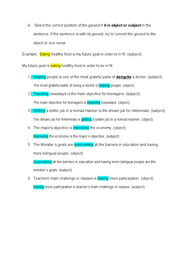 Gerund and present perfect rules PDF Cognition Cognitive Science