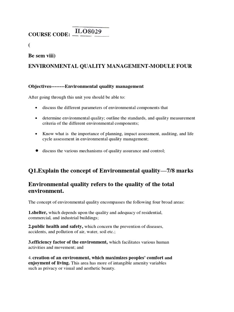 Environment Quality Management Dbit Kbam PDF PDF Environmental