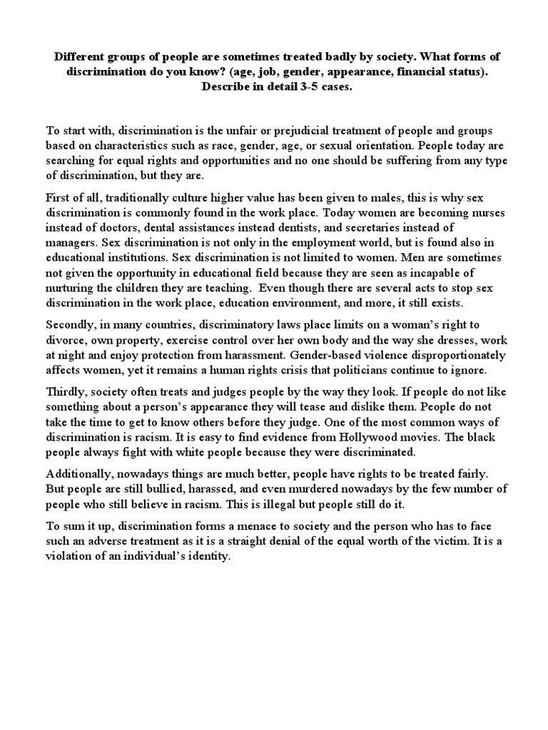 Forms of Discrimination | PDF