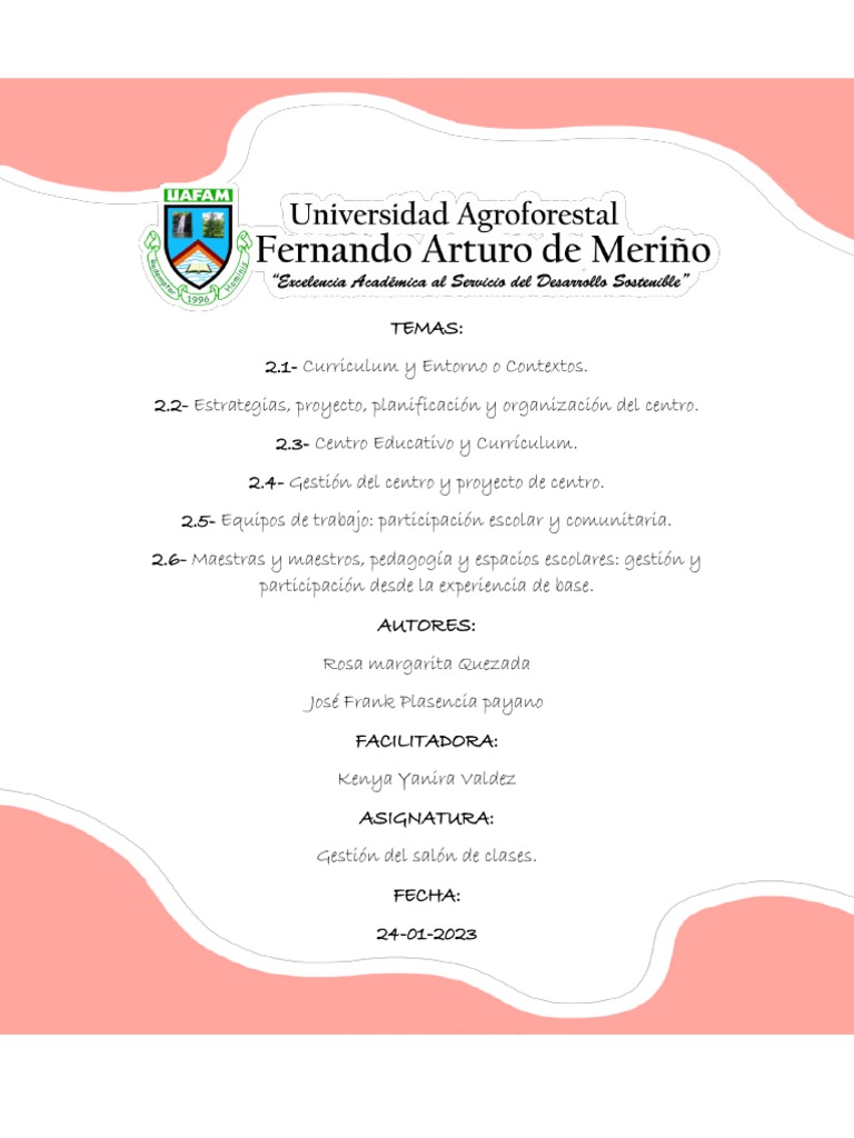 Gestion Del Salon de Clases 2 | PDF | Plan de estudios | Planificación