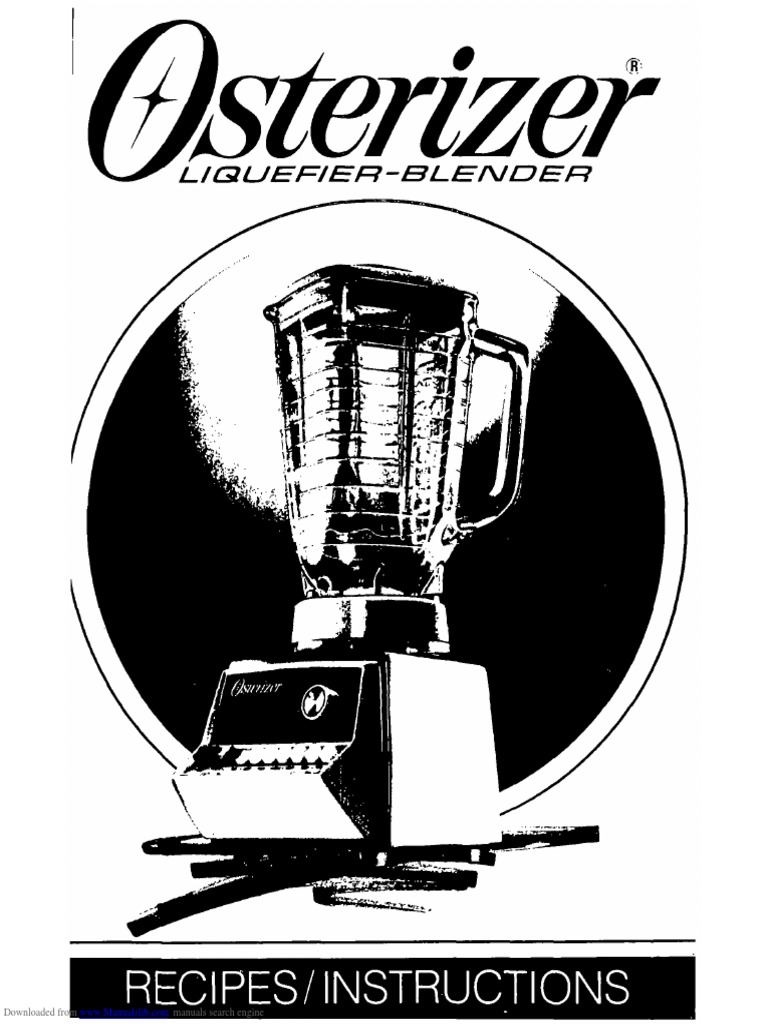 Osterizer Liquefier Blender Manual PDF Blender Switch