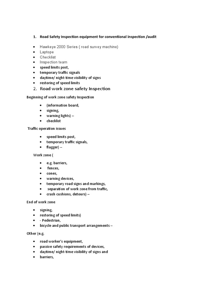 Road Work Zone Safety Inspection PDF