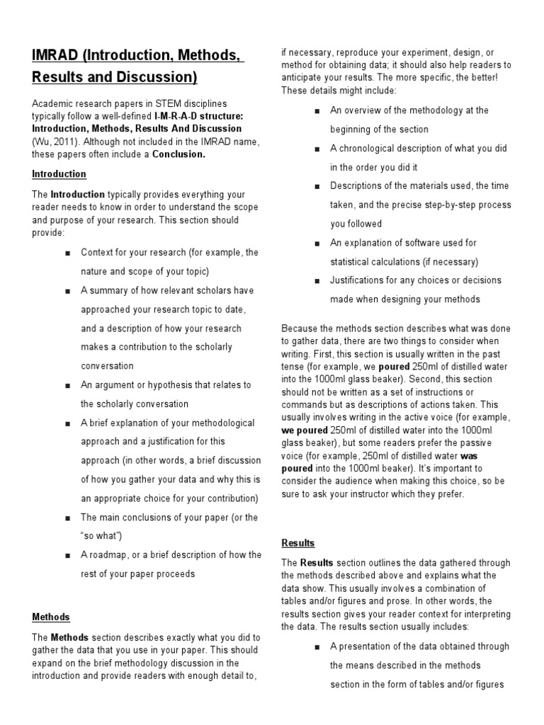 Understanding IMRAD Structure | PDF | Methodology | Data