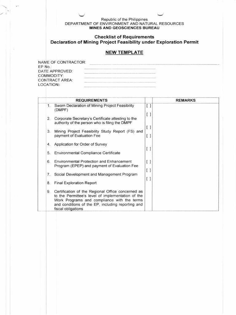 DMPF Requirements for Exploration Permit | PDF