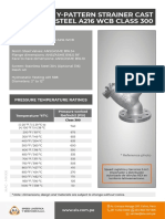 Y-Pattern Strainer Cast Steel A216 WCB Class 300: Pressure Temperature Ratings