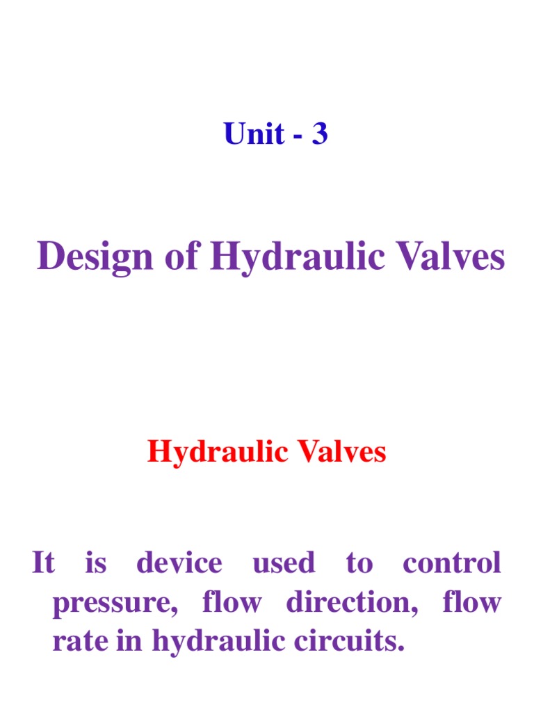 ch3 Design of Hydraulic Valves PDF Valve Actuator