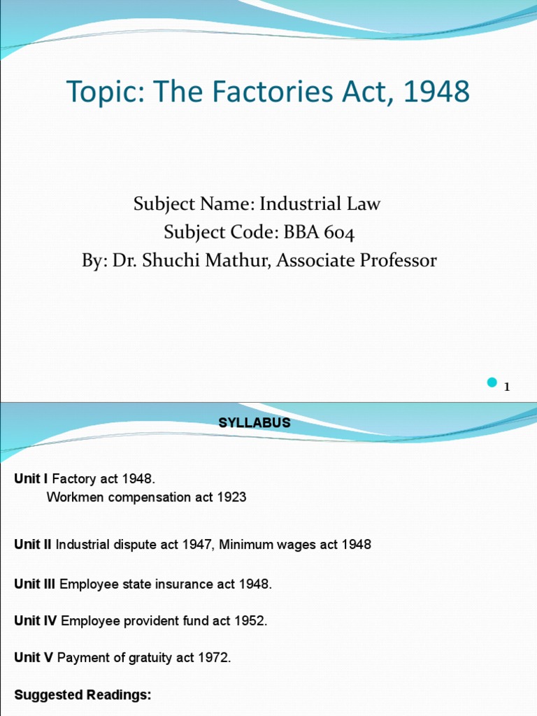 Overview of the Factories Act, 1948 | PDF | Labour Law | Fine (Penalty)
