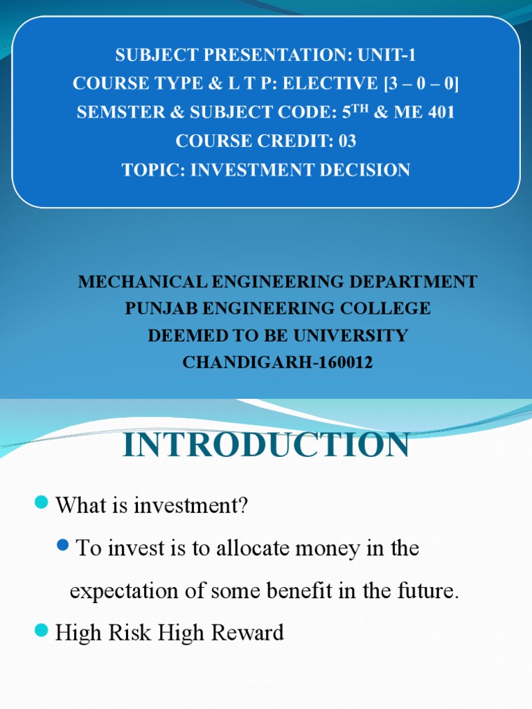 0 Investment Decision PDF Investing Ford Motor Company