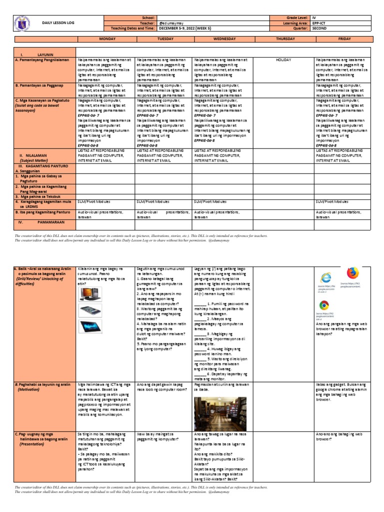 DLL EPP4 ICT W5 New@edumaymay | PDF