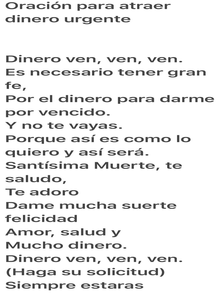 Oración Urgente para Atraer Dinero | PDF | Cocina, comidas y vino ...