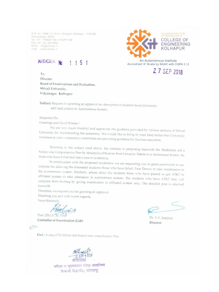 KIT College of Engineering Regulations | PDF | Course Credit | Curriculum