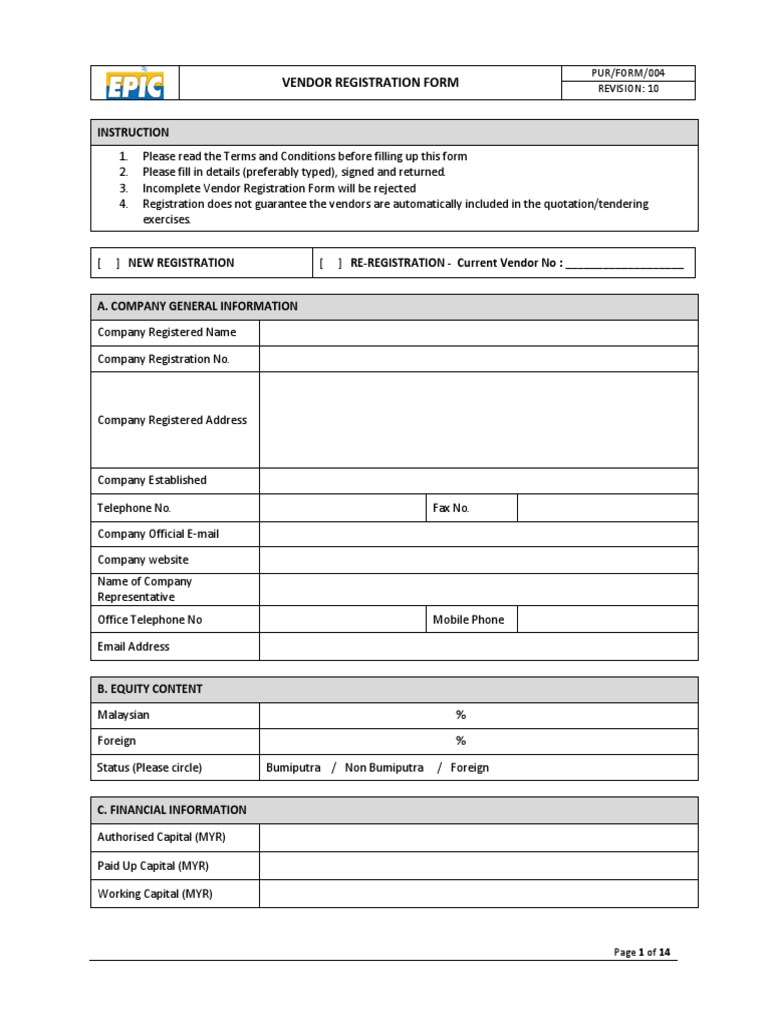 Vendor Registration Form 2020 v10 PDF Waste Instrumentation