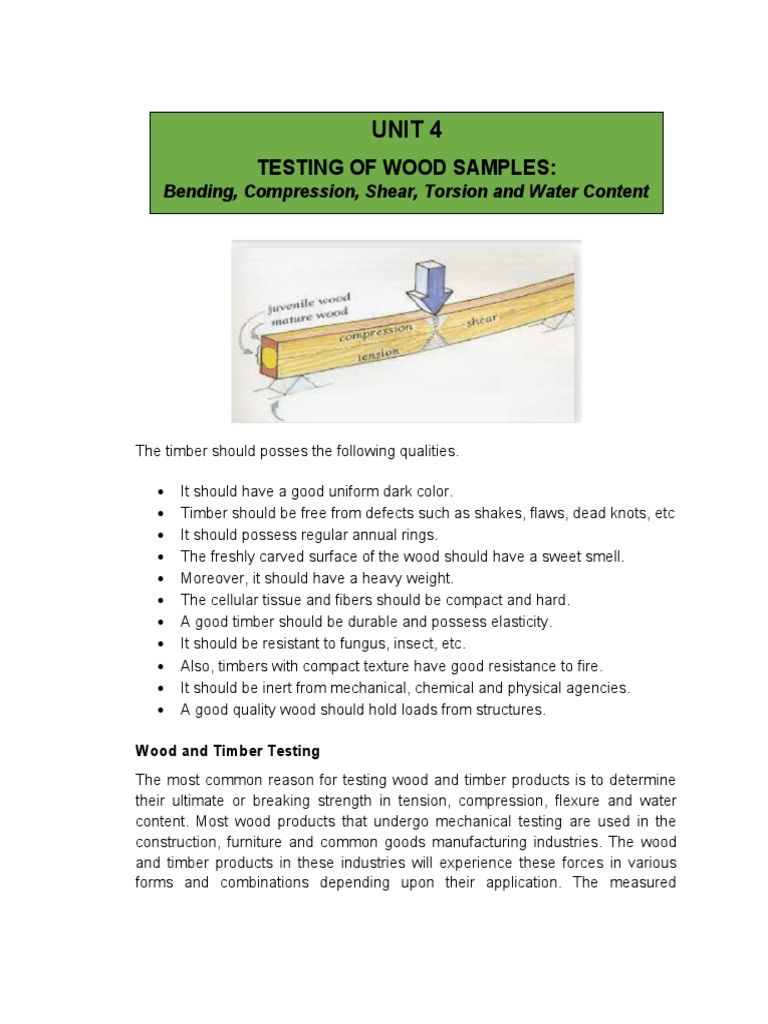 Wood Testing: Bending and Compression Methods | PDF | Strength Of ...