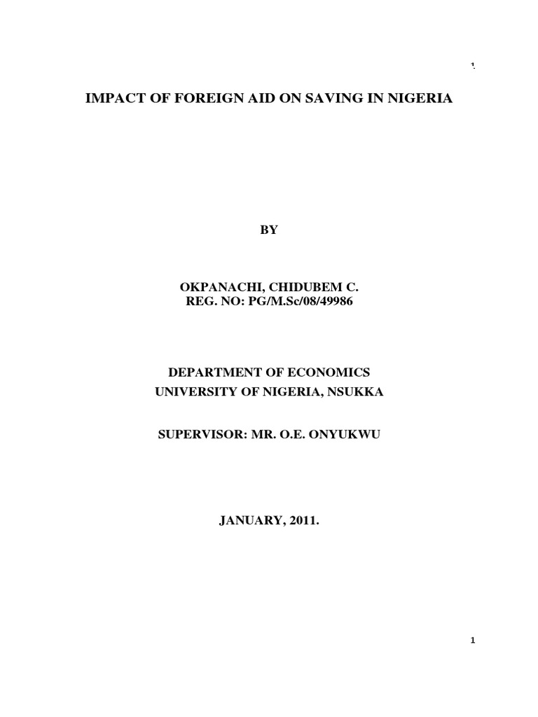 Impact of Foreign Aid On Saving in Nigeria | PDF | Aids | Economic Growth