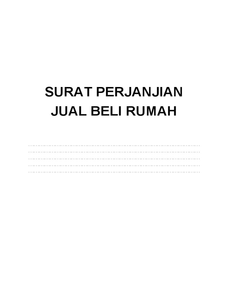 Contoh simple surat perjanjian jual beli rumah pdf