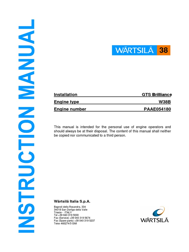 W38 Manual | PDF | Fuel Oil | Engines