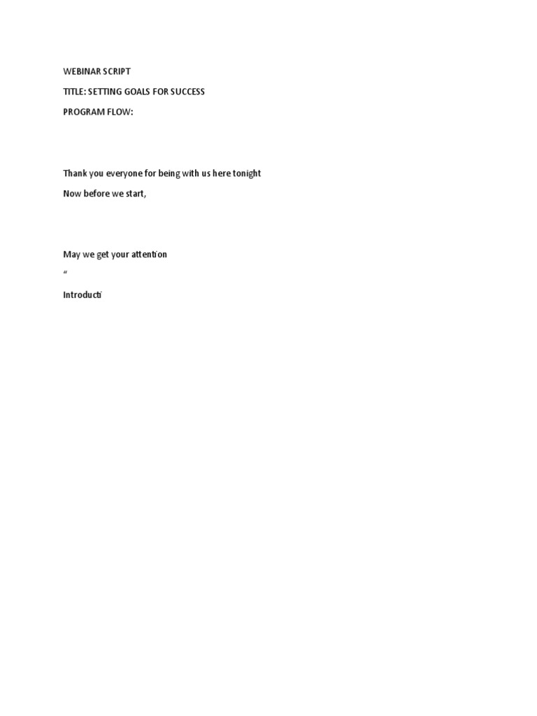 Webinar Script | PDF | Self Efficacy | Goal