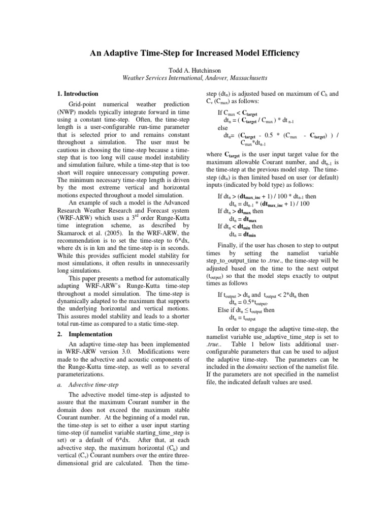An adaptive time step for increased model efficiency weather services