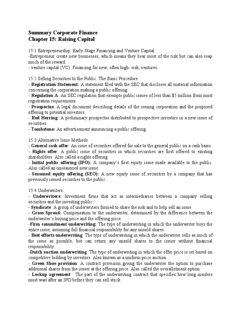 Summary #15 | PDF | Initial Public Offering | Stocks