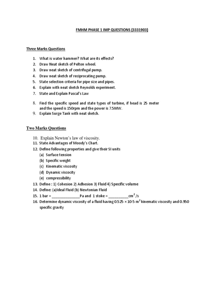FMHM Phase 1 Imp Questions | PDF | Science & Mathematics