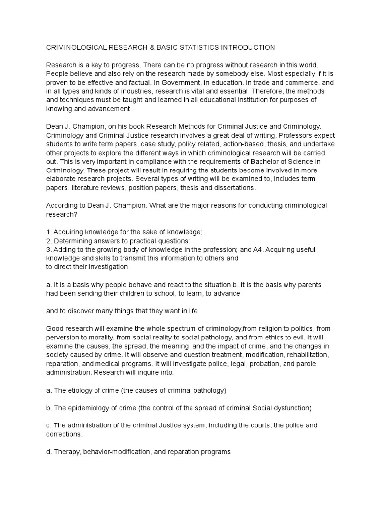 Criminological Research Basic Statistics Introduction Pdf Pdf