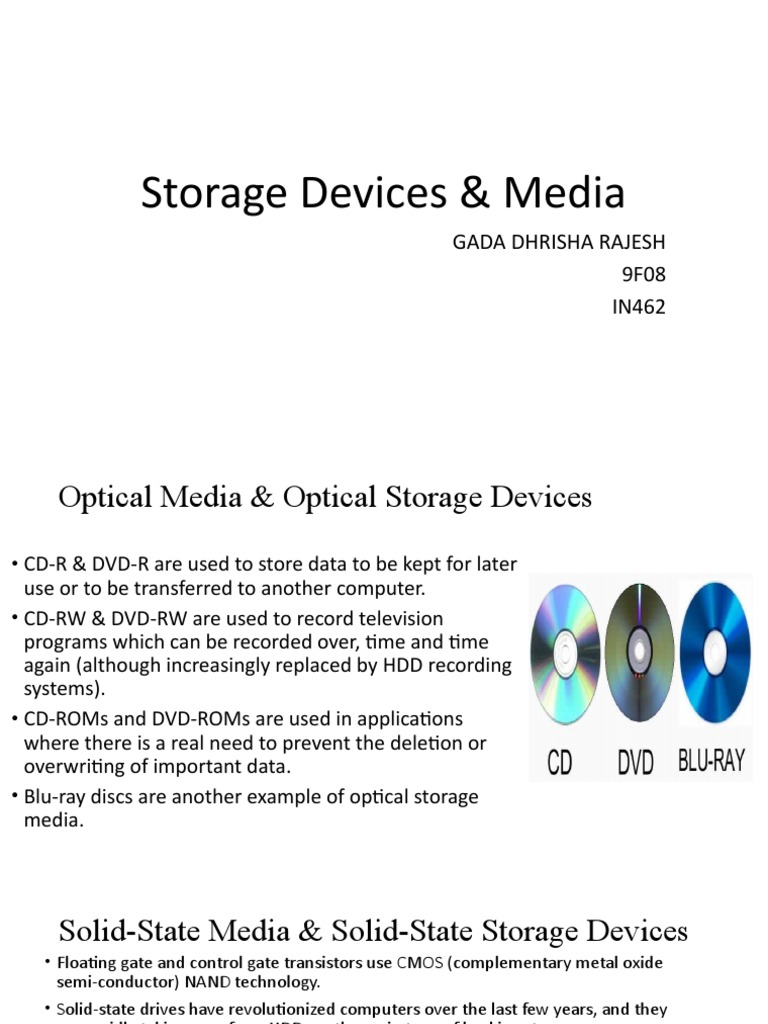 Storage Devices & Media PDF Computer Data Storage Solid State Drive