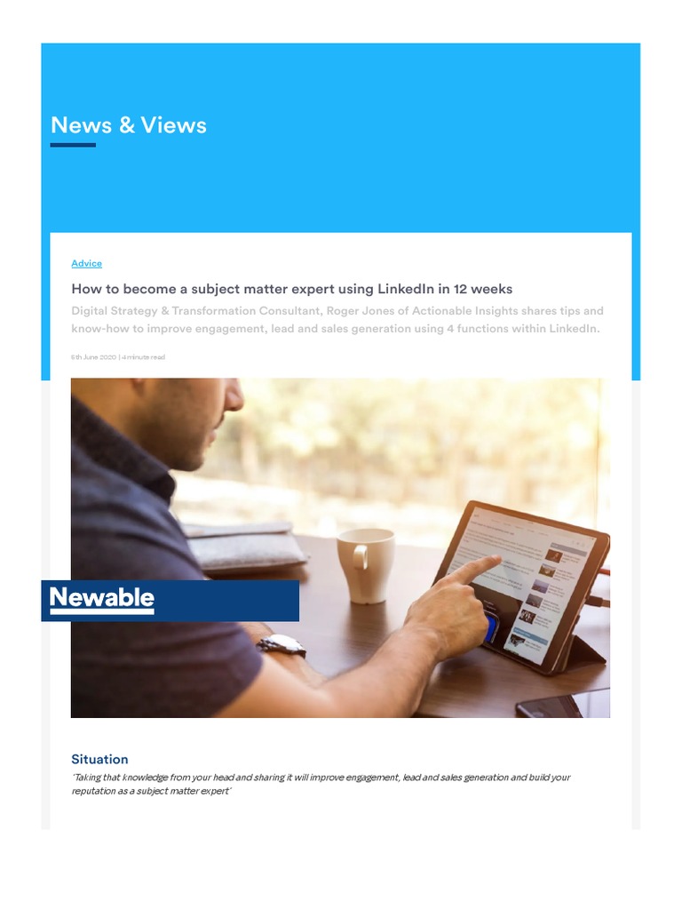 How To Become A Subject Matter Expert Using LinkedIn in 12 Weeks | PDF ...