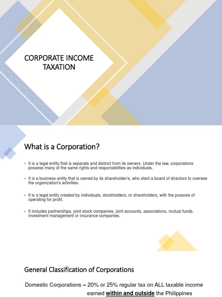 1 Corporate Income Taxation Introduction Pdf Taxes Corporations