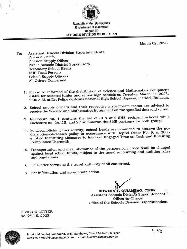 DIV LETTER NO. 044 S. 2023 SME Distribution | PDF
